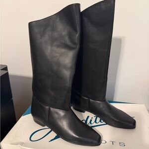 Black Leather Knee-High Boots